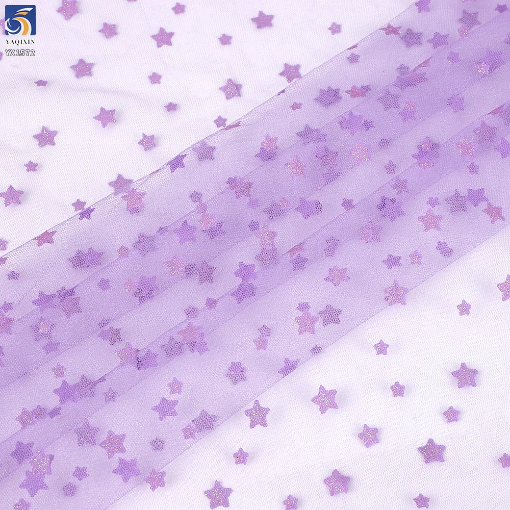 YX1572 Wholesale Star Glitter Tulle Fabric for Girls Dresses Fashion Apparel and Garment Production