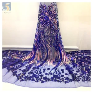 OEM Luxury 2024 African Nigerian Gold Lace Fabric with Big Large Gold Sequin Fabric Dress African Lace Embroidery Fabric