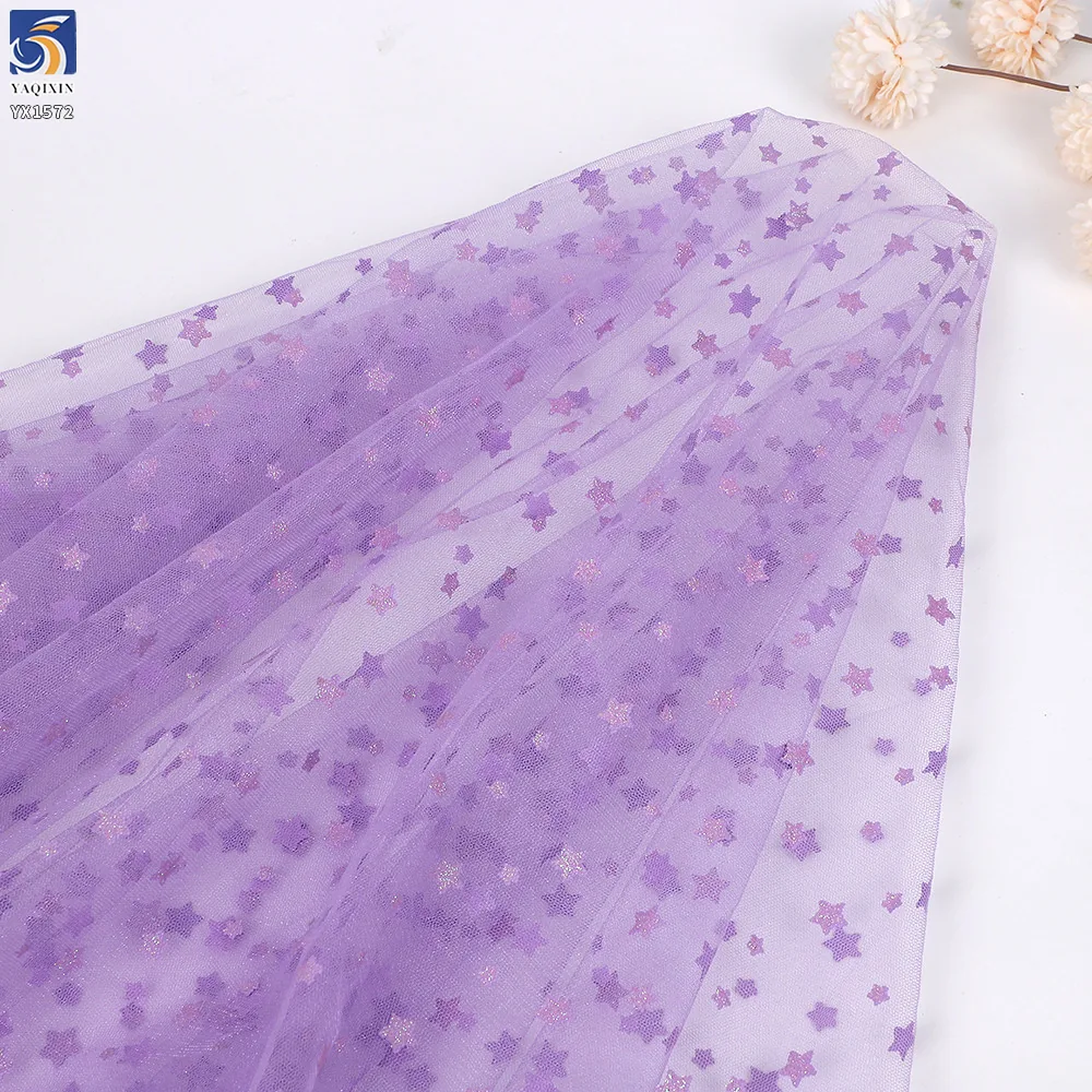 YX1572 Wholesale Star Glitter Tulle Fabric for Girls Dresses Fashion Apparel and Garment Production