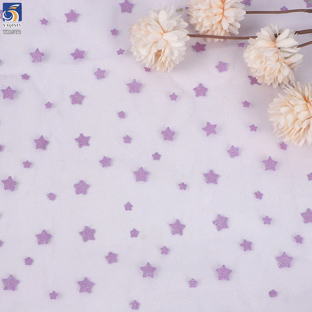 YX1572 Wholesale Star Glitter Tulle Fabric for Girls Dresses Fashion Apparel and Garment Production