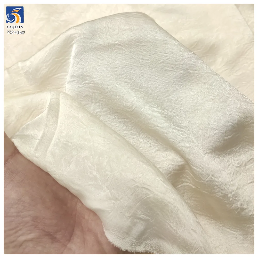 YX730-1 Fashion Dress Ladies Jacket Suit Fabric Single Sided Embossed Wrinkled Crepe Chiffon Fabric 100% Polyester