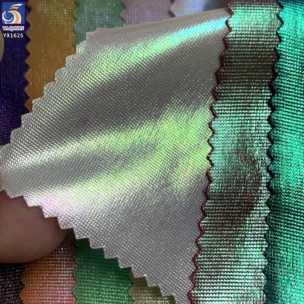 YX1625 Iridescent Foil Knit Stretch Fabric Holographic Knit Textile for Swimwear Leggings and Stagewear