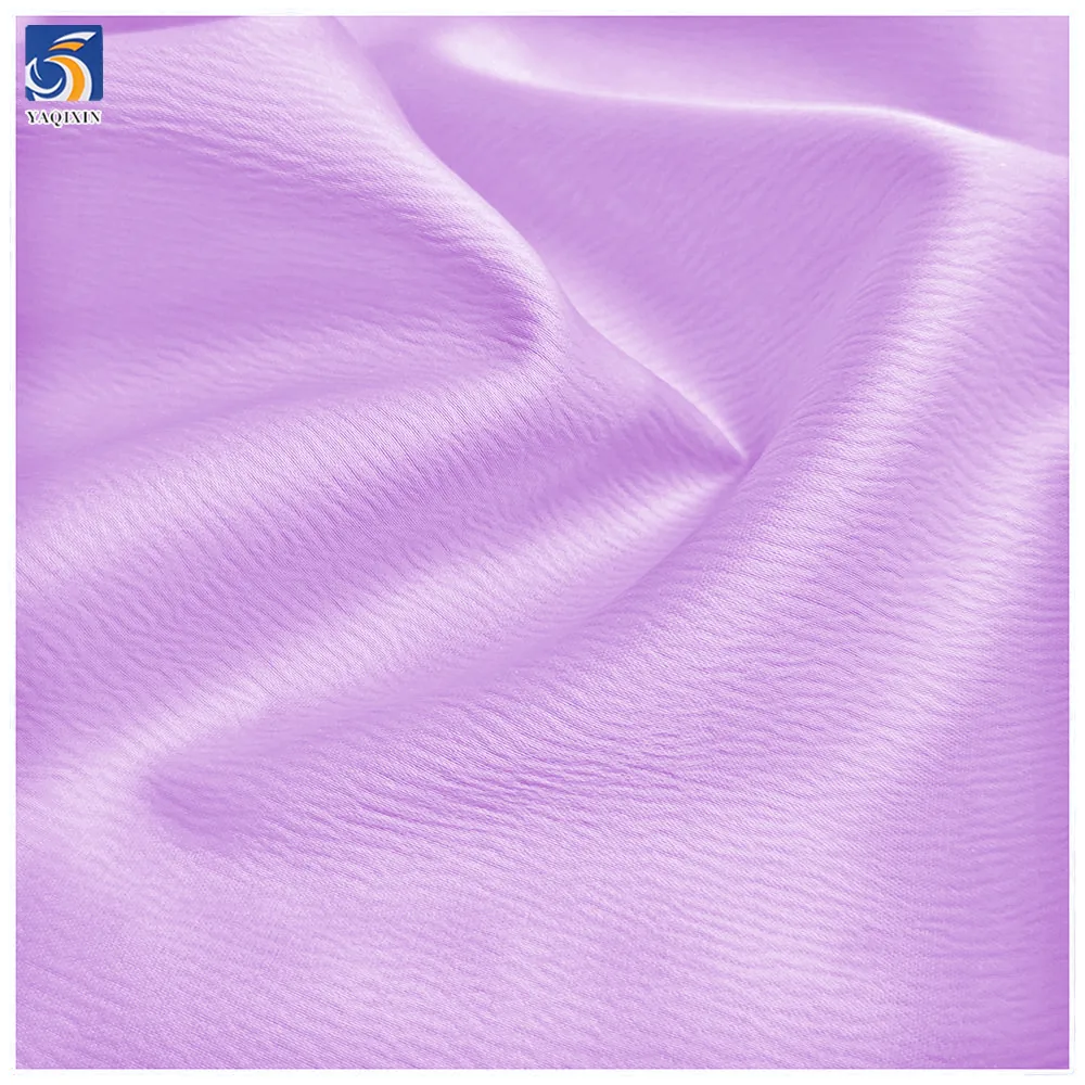 Eco-Friendly YX2063-4 Crepe Crinkle Satin Dress Fabric 210gsm Polyester Spandex Stretch for Sleepwear Skirts Garments