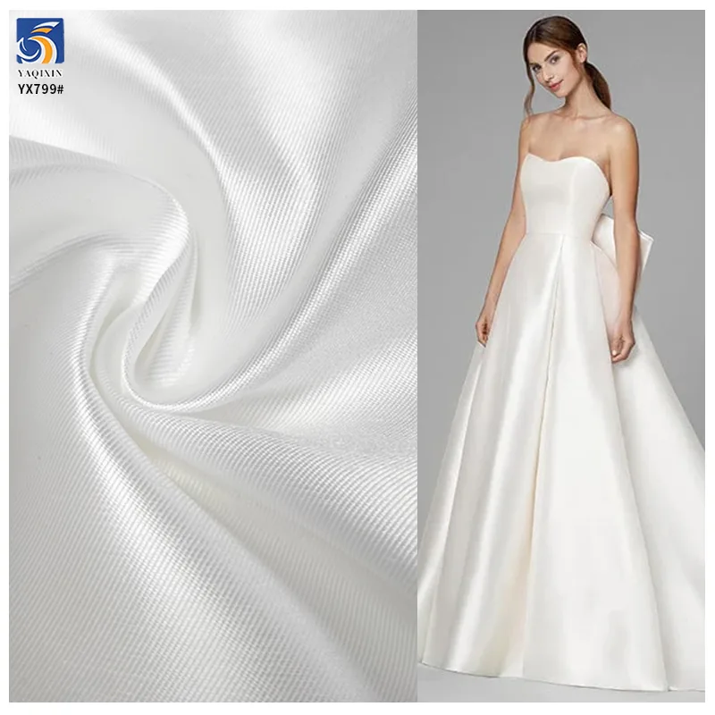 YX692 200g/m² Woven Polyester Stretch White Satin Mikado Fabric 2-Way Stretch Bride Mikado-Fabric ELLEN for Wedding