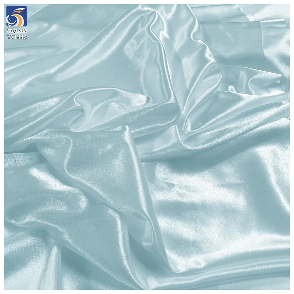 YX1442 Wholesalers 80gsm Shiny 50D Stretch Satin Fabric 92% Polyester 8% Spandex Soft Dress Skirt Garment Lining Fabric