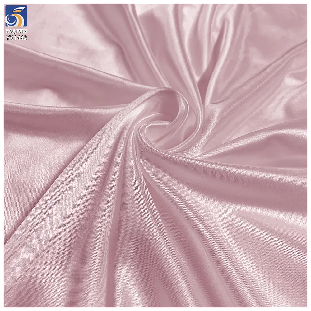 YX1442 Wholesalers 80gsm Shiny 50D Stretch Satin Fabric 92% Polyester 8% Spandex Soft Dress Skirt Garment Lining Fabric