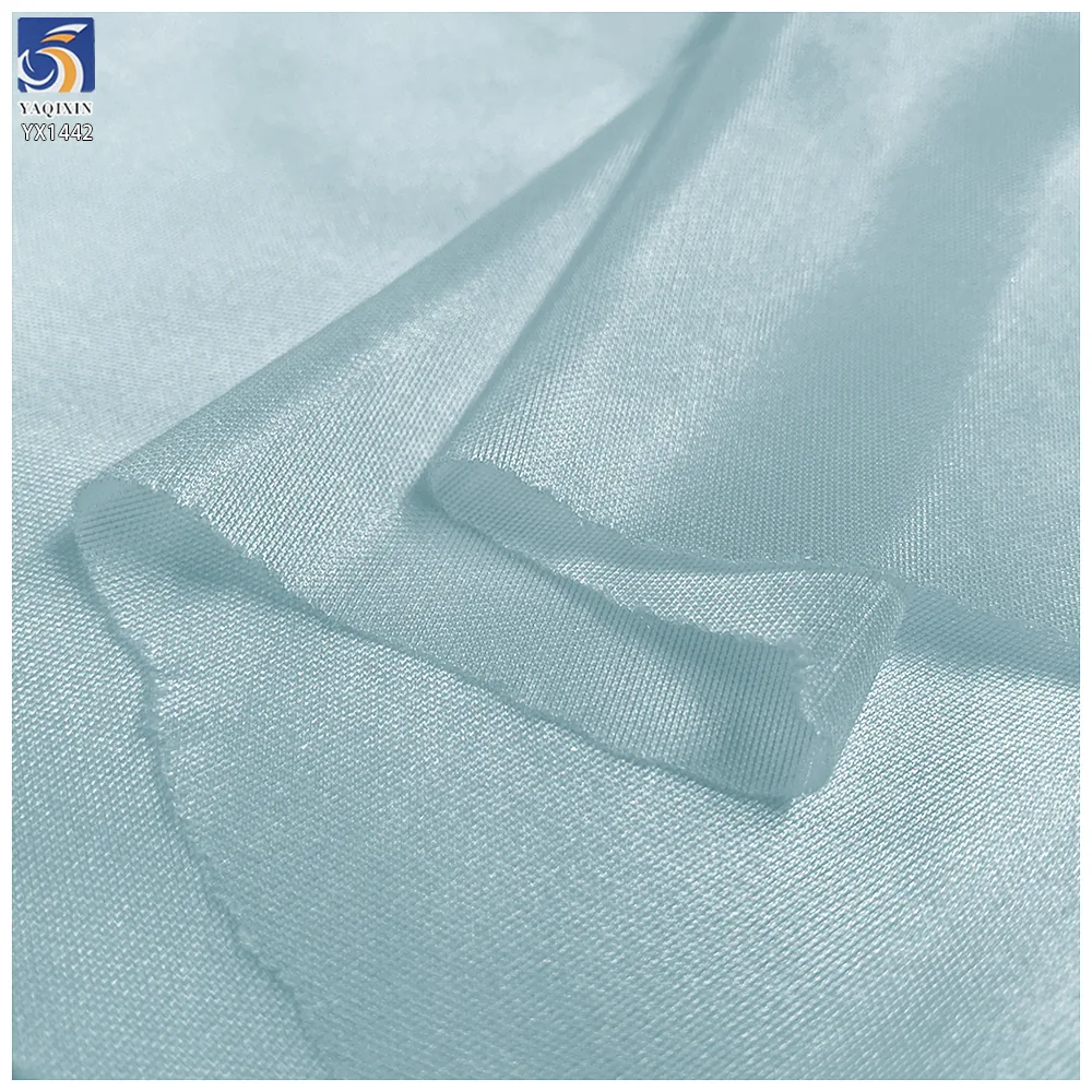 YX1442 Wholesalers 80gsm Shiny 50D Stretch Satin Fabric 92% Polyester 8% Spandex Soft Dress Skirt Garment Lining Fabric