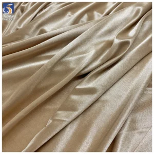 YX1443 90gsm 75D Champagne Gold Glossy Satin Fabric 92% Polyester 8% Spandex Stretch Satin Fabric for Lingerie Skirt Lining