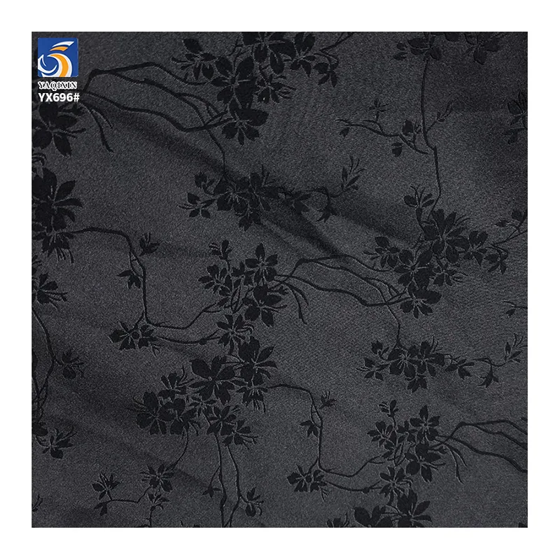 YX696 New Chinese Style Satin Fabric 110gsm Polyester Rose Floral Jacquard Dress Fabric for Women in Summer