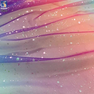 YX2044 2025 Hot Dirty Pink Purple Tulle Fabric Rainbow Gradient Ombre Tulle Fabric With Silver Glitter