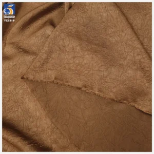 YX731 Imitation Acetate Double-Sided Mocha Mousse Color Satin Wrinkle Fabric 170gsm 100 Polyester Crepe Satin Fabric for Dress