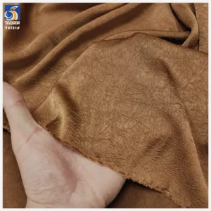 YX731 Imitation Acetate Double-Sided Mocha Mousse Color Satin Wrinkle Fabric 170gsm 100 Polyester Crepe Satin Fabric for Dress