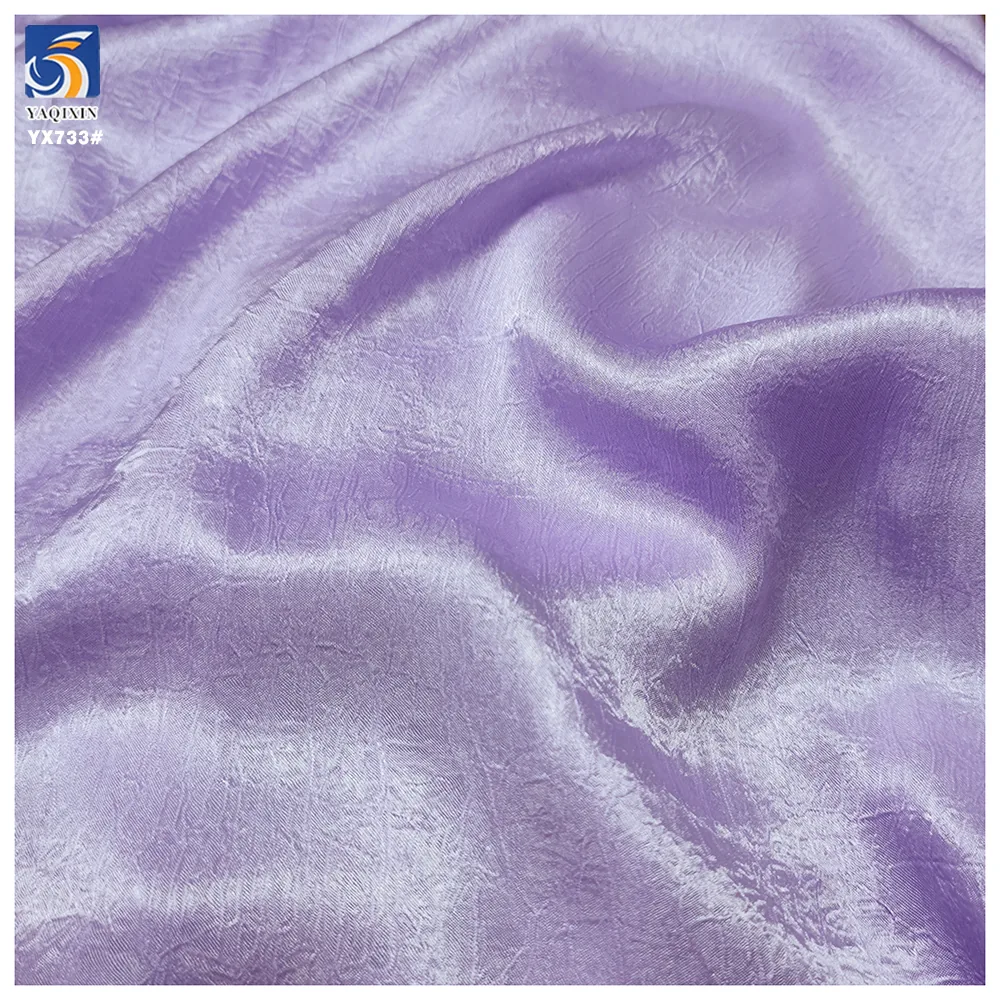 YX733 Middle East Dubai Fashion Chiffon Wrinkled Fabric Women's Dress Luxurious Purple Shiny Crepe 100 Polyester Fabric