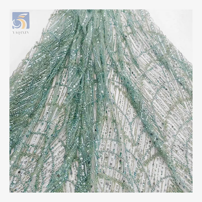 Luxury Lace Fabric 2024 Novel Design Golden Supplier Sequence Sequin Shiny Glitter Crystal Lace Fabric for French