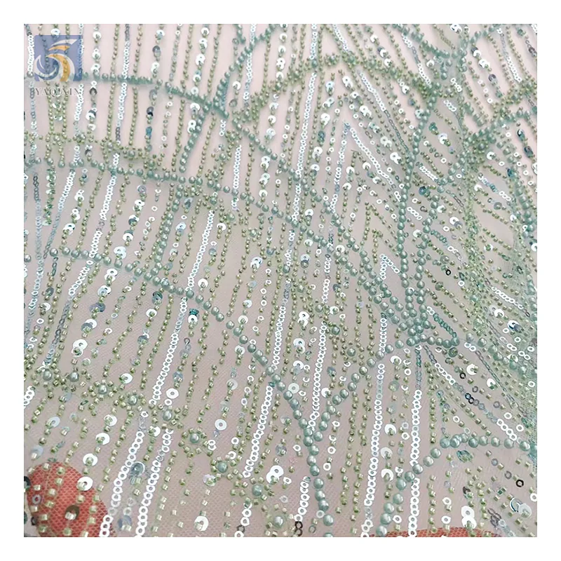 Luxury Lace Fabric 2024 Novel Design Golden Supplier Sequence Sequin Shiny Glitter Crystal Lace Fabric for French