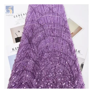 Luxury Lace Fabric 2024 Novel Design Golden Supplier Sequence Sequin Shiny Glitter Crystal Lace Fabric for French