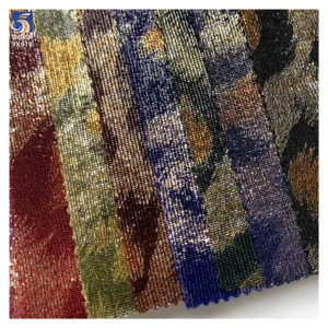 YX978 200gsm Spandex Highly Stretchable Ribbed Knit Lurex Fabric With Hot Stamping Leopard Print Lurex Fabric for Stage Dress