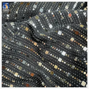 YX1280 130gsm Competitive Prices Straight Laser Lurex Spandex Stretch Dot Sequin Fabric for Fashion Performance Costumes