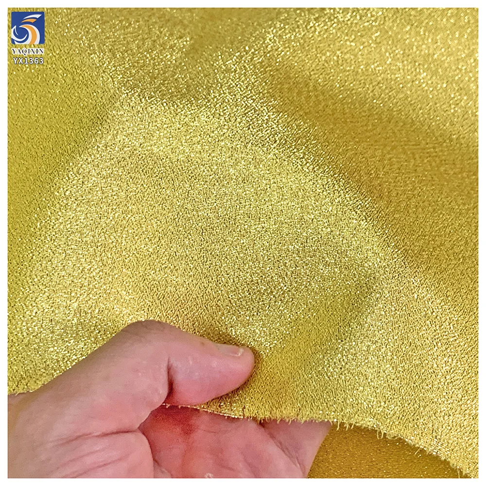 YX1363 145CM 110gsm Latest 2026 Knitted Reflective Laser Glitter Lurex Fabric for Formal Wear Stage Costume