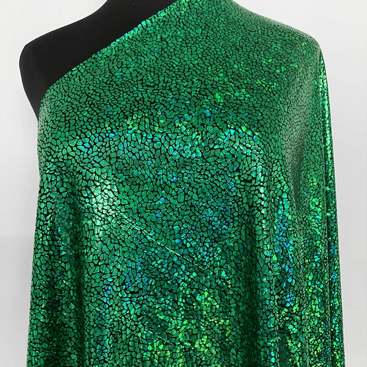 YX794 New Fashion Party Skirt Woman Spandex Lurex Snake-Print Fabric Bronzing Stretch Foil Printing Shiny Knitted Fabric