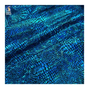 YX794 New Fashion Party Skirt Woman Spandex Lurex Snake-Print Fabric Bronzing Stretch Foil Printing Shiny Knitted Fabric