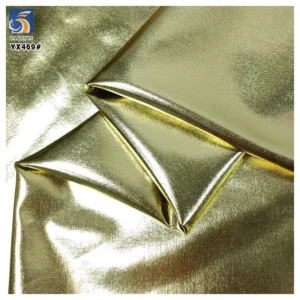 YX469 Laser 95 Polyester 5 Spandex Shiny Stretch Knit Fabric Single-sided Polyester Golden Shiny Fabric for Prom Dress