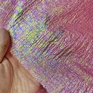 Wholesale Prices Polyester Shiny Sheer Bubble Organza Fabric Roll Metallic Glossy Iridescent Organza Colors Fabric