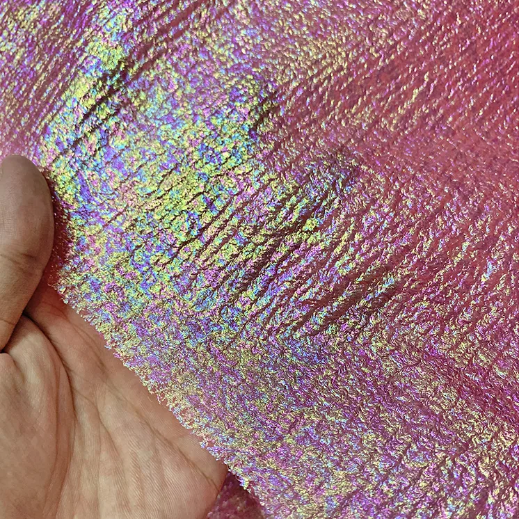 Wholesale Prices Polyester Shiny Sheer Bubble Organza Fabric Roll Metallic Glossy Iridescent Organza Colors Fabric
