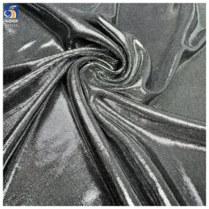 YX1559 180gsm 98% Polyester 2% Spandex Full Coverage Silver Foil Printed Stretch Knit Fabric for Stagewear and Fashion Apparel