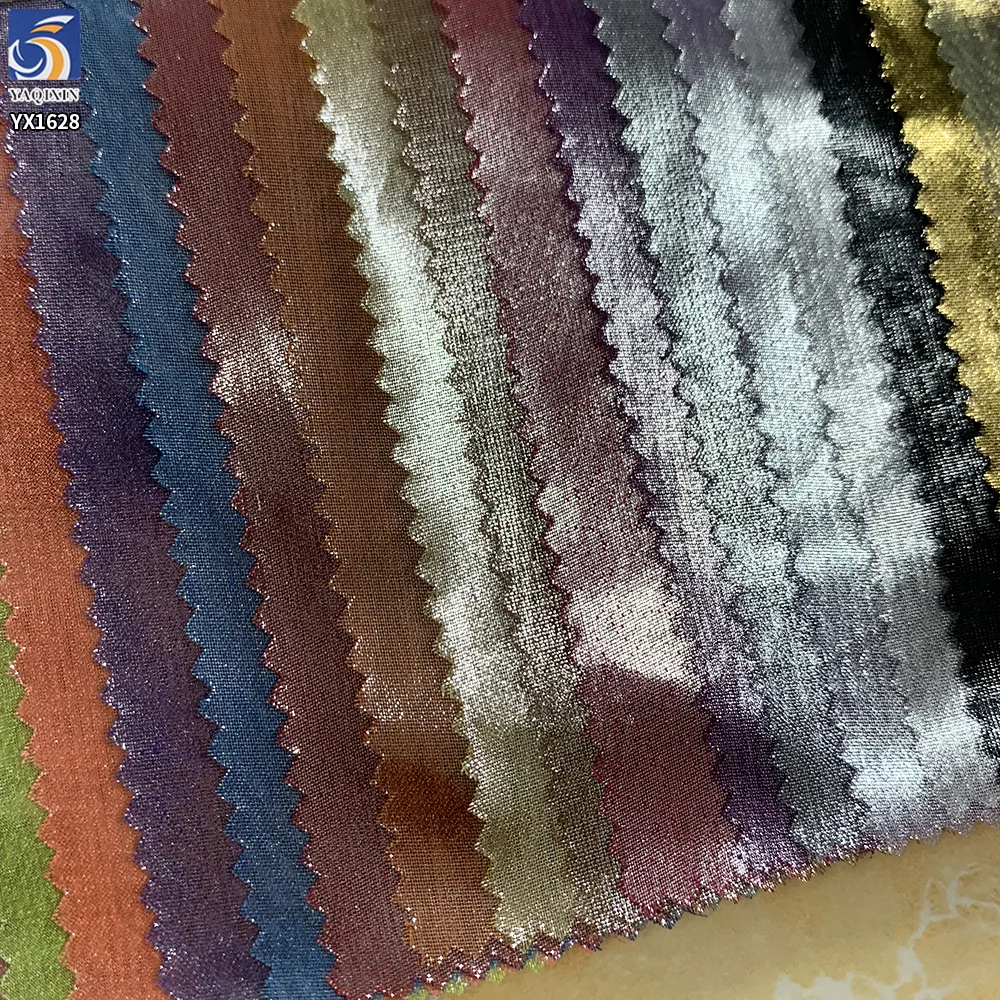 YX1628 Gold Foil Chiffon Fabric Lightweight Metallic Printed Textile for Dresses Blouses and Womenswear