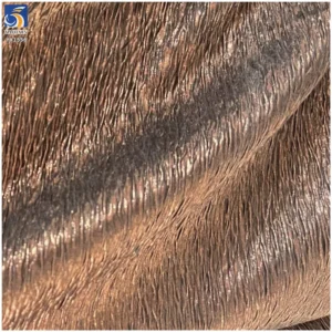 YX1556 Metallic Foil Printed Lurex Crinkle Chiffon Fabric 120gsm Bark Texture Material for Evening Dresses