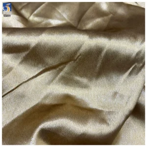 YX977 160gsm 150D*200D Hot Stamping Film 100% Polyester Silky Satin Fabric Luxurious Laser Lurex Background Gowns Satin Fabric