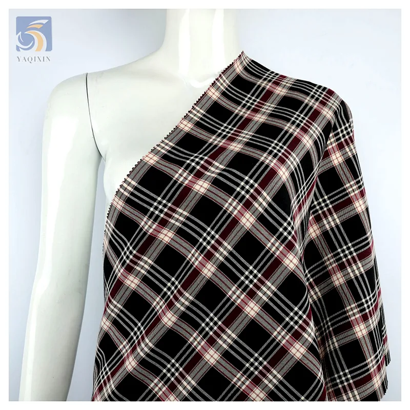 Wholesale Stretch Polyester Checked Fabric for School Uniform Japanese London Design Short Skirt Yarn-Dyed Fabric