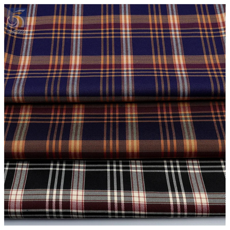 Wholesale Stretch Polyester Checked Fabric for School Uniform Japanese London Design Short Skirt Yarn-Dyed Fabric