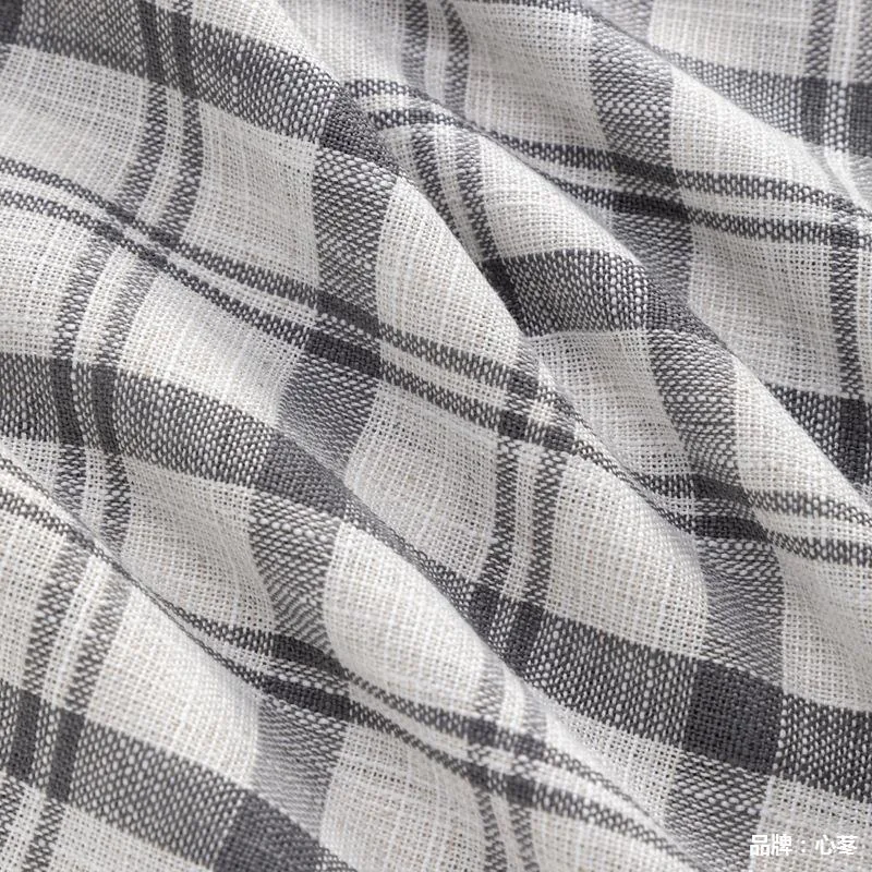 2025 Golf Business Style 200gsm Woven Yarn Dyed Madras Check Cotton Linen Fabric for Shirt Clothing Stripe Plaid Fabric