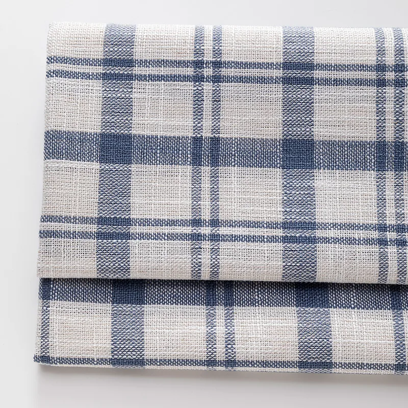 2025 Golf Business Style 200gsm Woven Yarn Dyed Madras Check Cotton Linen Fabric for Shirt Clothing Stripe Plaid Fabric