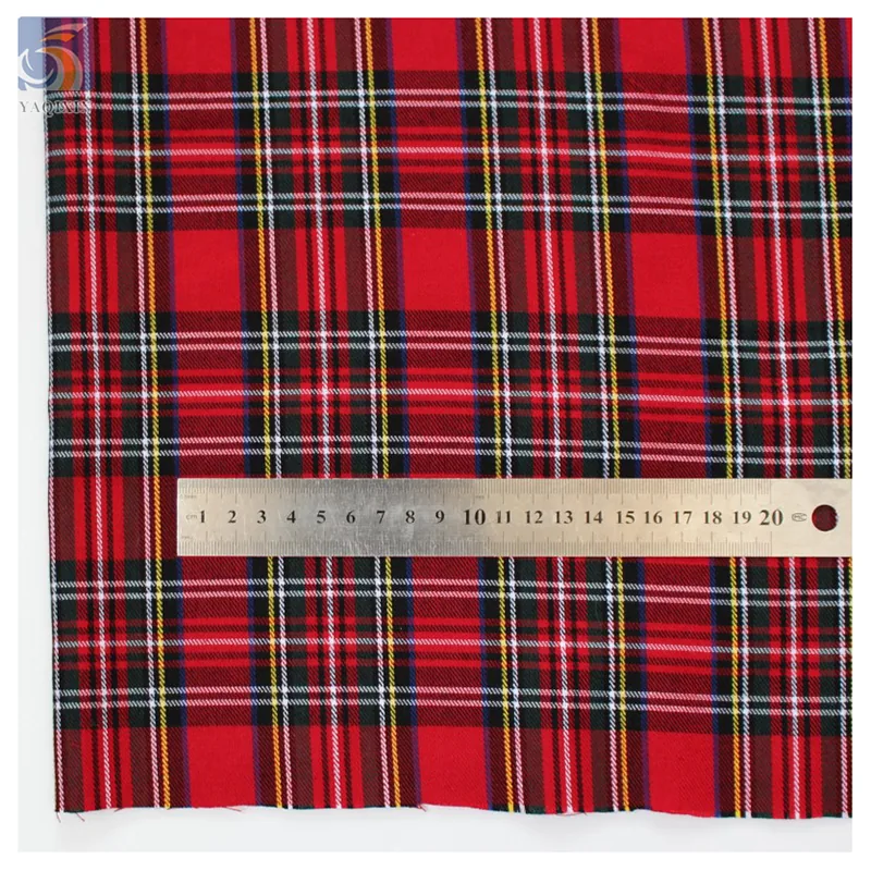 Stock 60 Polyester 40 Cotton Fabric 31888 Standard TC Yarn Dyed Fabric Stock British Dress Scottish Plaid Fabric