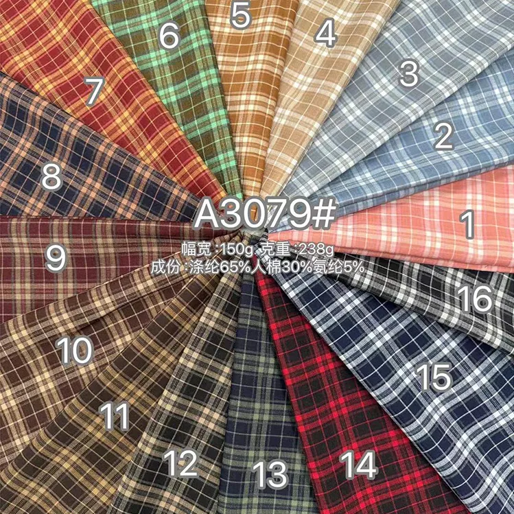 YX1085 180gsm Fashion British Preppy-Style School Uniform JK Fabric TR Polyester/Cotton Plaid Yarn-Dyed Fabrics