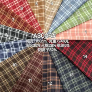 YX1085 180gsm Fashion British Preppy-Style School Uniform JK Fabric TR Polyester/Cotton Plaid Yarn-Dyed Fabrics