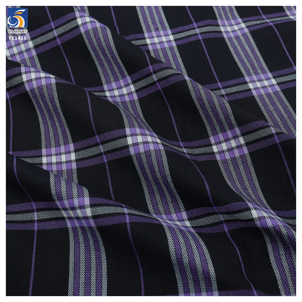 YX1416 China Manufacturer 190gsm Popular in Ghana, Africa TR Suit Yarn Dyed Checked School Uniform Plaid Fabrics for Children