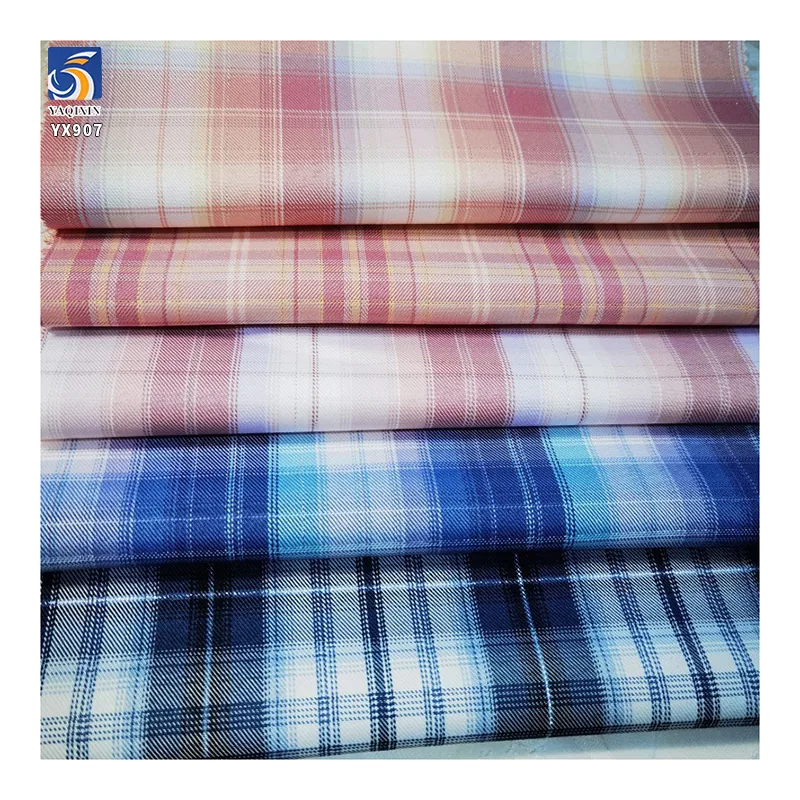 YX907 300D 170gsm African Girls School Uniform Kenya Polyester Jk Skirt Dress Fabric Purple Plaid Yarn-Dyed Fabric