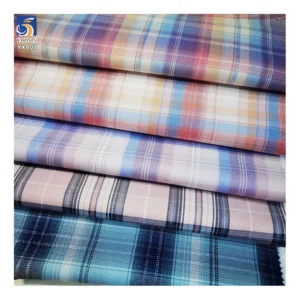 YX907 300D 170gsm African Girls School Uniform Kenya Polyester Jk Skirt Dress Fabric Purple Plaid Yarn-Dyed Fabric