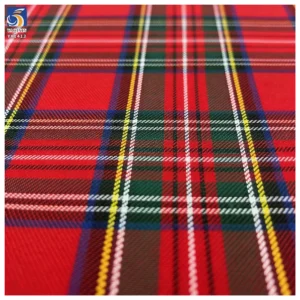 YX1413 China Good Quality Woven TR Suit Fabric Cotton Polyester Red Plaid Yarn Dyed Fabric for Pleated Skirt Dress