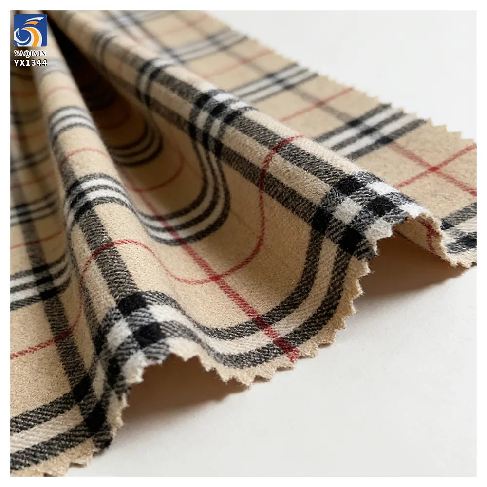 YX1344 New 2026 Classic Khaki Soft Cotton Plaid Skirt Fabric 100% Cotton Soft Yarn Dyed Plaid Brushed Fabric for Shirt