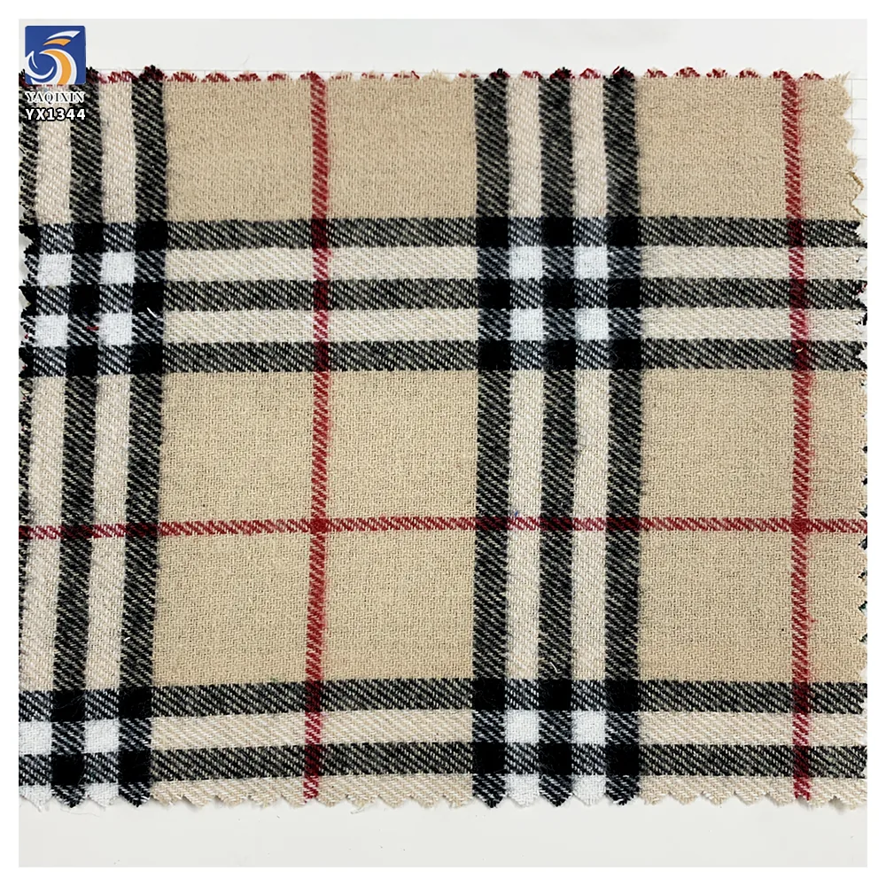 YX1344 New 2026 Classic Khaki Soft Cotton Plaid Skirt Fabric 100% Cotton Soft Yarn Dyed Plaid Brushed Fabric for Shirt