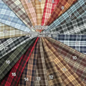 YX121 180gsm High-Quality Yarn-Dyed Checked Plaid Jk Fabrics TR Polyester/Cotton School Shirt Fabric Cheap for Sales