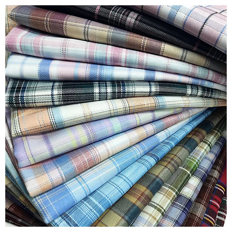 Hot 200-220gsm Japanese JK Check School Uniform Material Fabric Polyester Dress Shirting Fabric Woven Yarn Dyed Fabric
