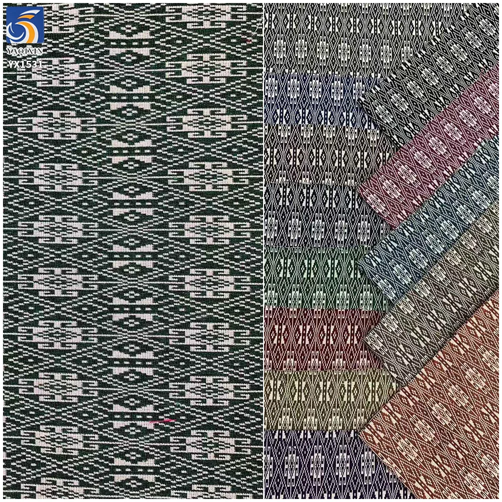 YX1531 Geometric Yarn Dyed Jacquard Fabric 70% Polyester 30% Cotton Woven Material for Dresses and Handbags