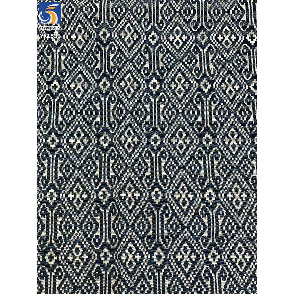 YX1531 Geometric Yarn Dyed Jacquard Fabric 70% Polyester 30% Cotton Woven Material for Dresses and Handbags