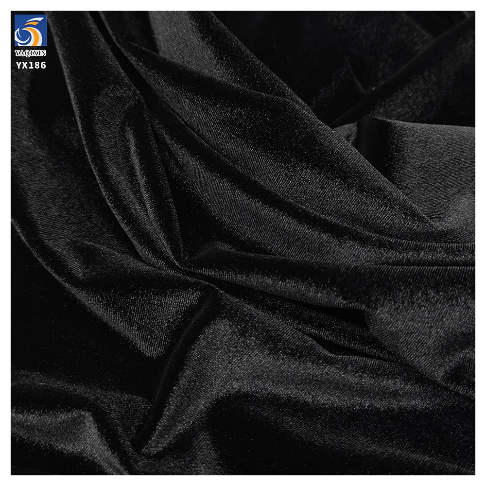 YX186-1 240gsm Black Noble Luxurious Korean Velvet Dresses Fabrics for Woman 2026 New Knit Velvet Stretch Fabric